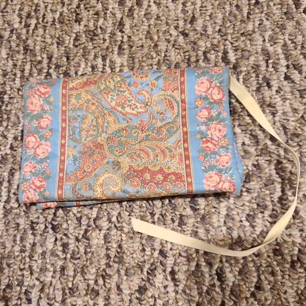 Vera Bradley 8x5 inch Quilted Wallet Vintage Pattern Sky Blue Paisley